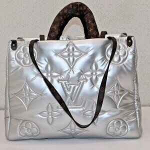 Louis Vuitton Econyl Onthego GM Pillow Silver Bag Puffer Giant Flower Monogram